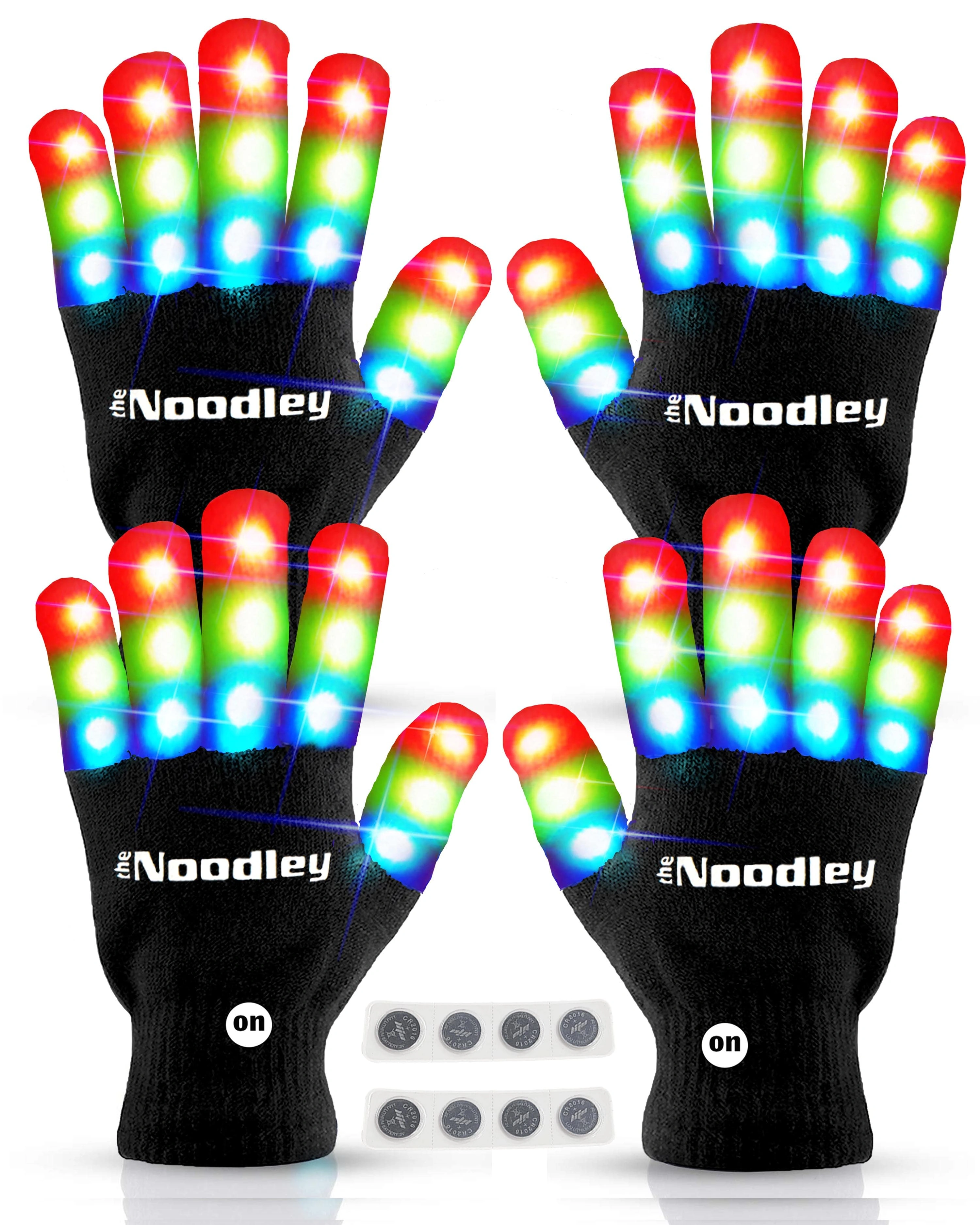 Glow-in-the-Dark Fun: Noodley Kids' LED Gloves - 2 Pairs!